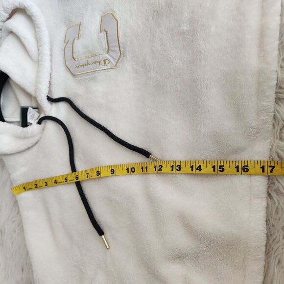 Champion Super Fleece Faux Fur Cropped Pullover Hoodie Small Gold‎ Fuzzy - Picture 11 of 13